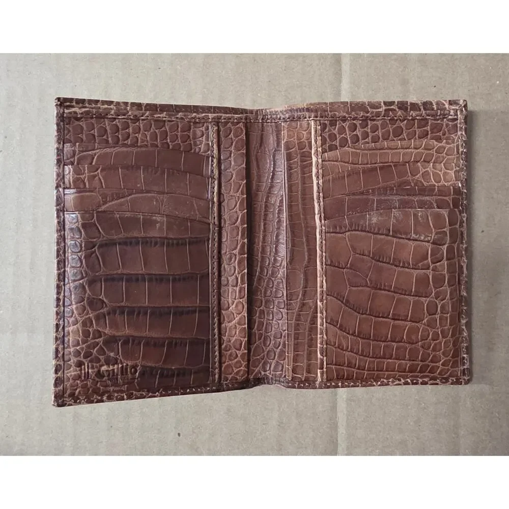 Gillio - Vertical wallet 8 CC - CROCO BROWN MAT
